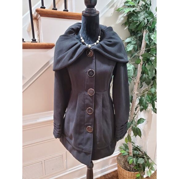 Jolt Women's Black Polyester Long Sleeve Buttons Front Casual Jacket Coat Size M - Picture 1 of 11
